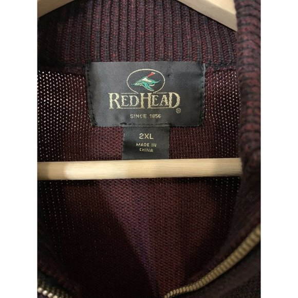 RedHead Polyester Fleece‎ Maroon Black Men's 1/4 Zip Pullover Sz 2XL - Picture 1 of 6